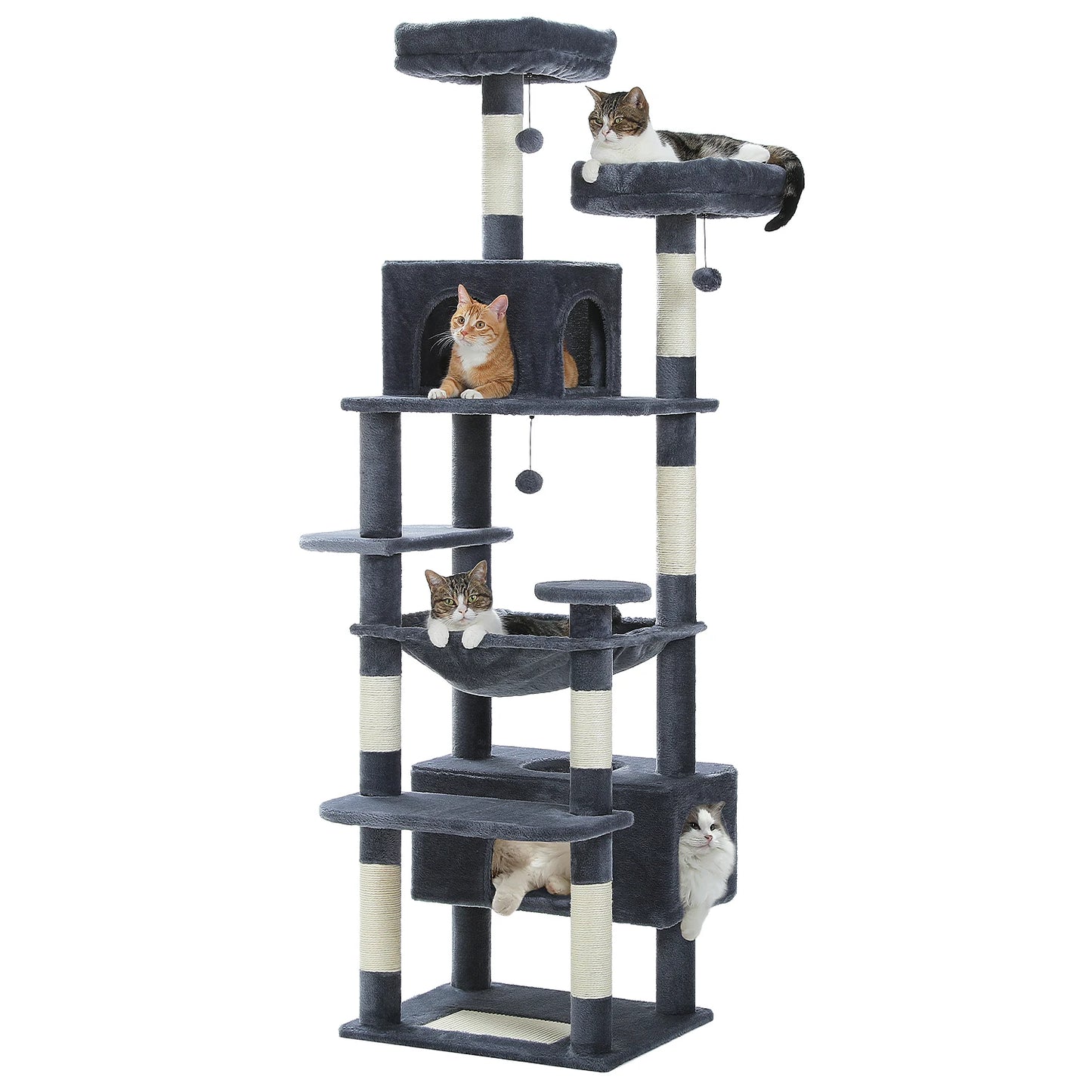184cm Large Cat Tree and Tower for Indoor Cats With Sisal-Covered
Scratching Posts Spacious Hammock Padded Perches and Condos