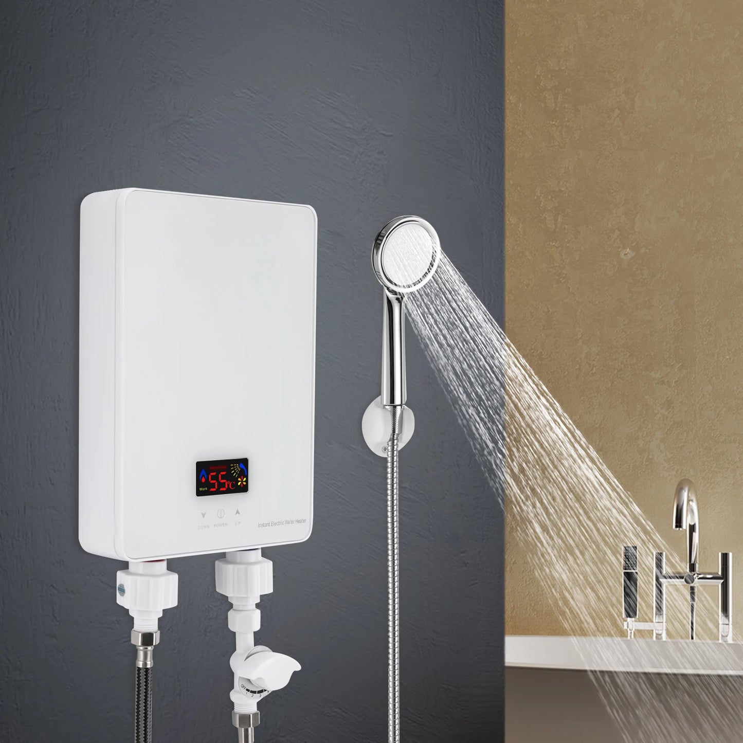 Electric Tankless Water Heater 220V 6000W with Shower Head IPX4