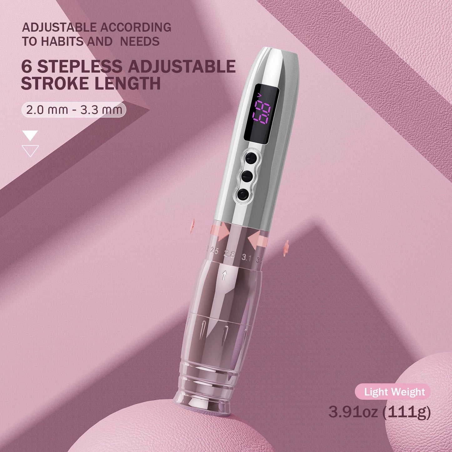 AIR Pro Wireless Battery Permanent Makeup Pen Machine for
PMU SMP&TATTOO Adjustable Stroke for Cartridge Tattoo Needles