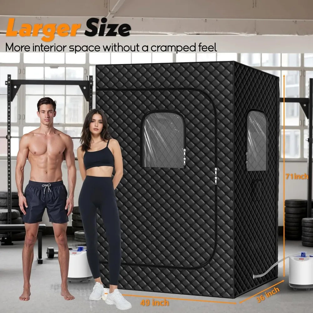 2 Person Portable Steam Sauna for Home
2 Foldable Chair & Remote Control (Black)