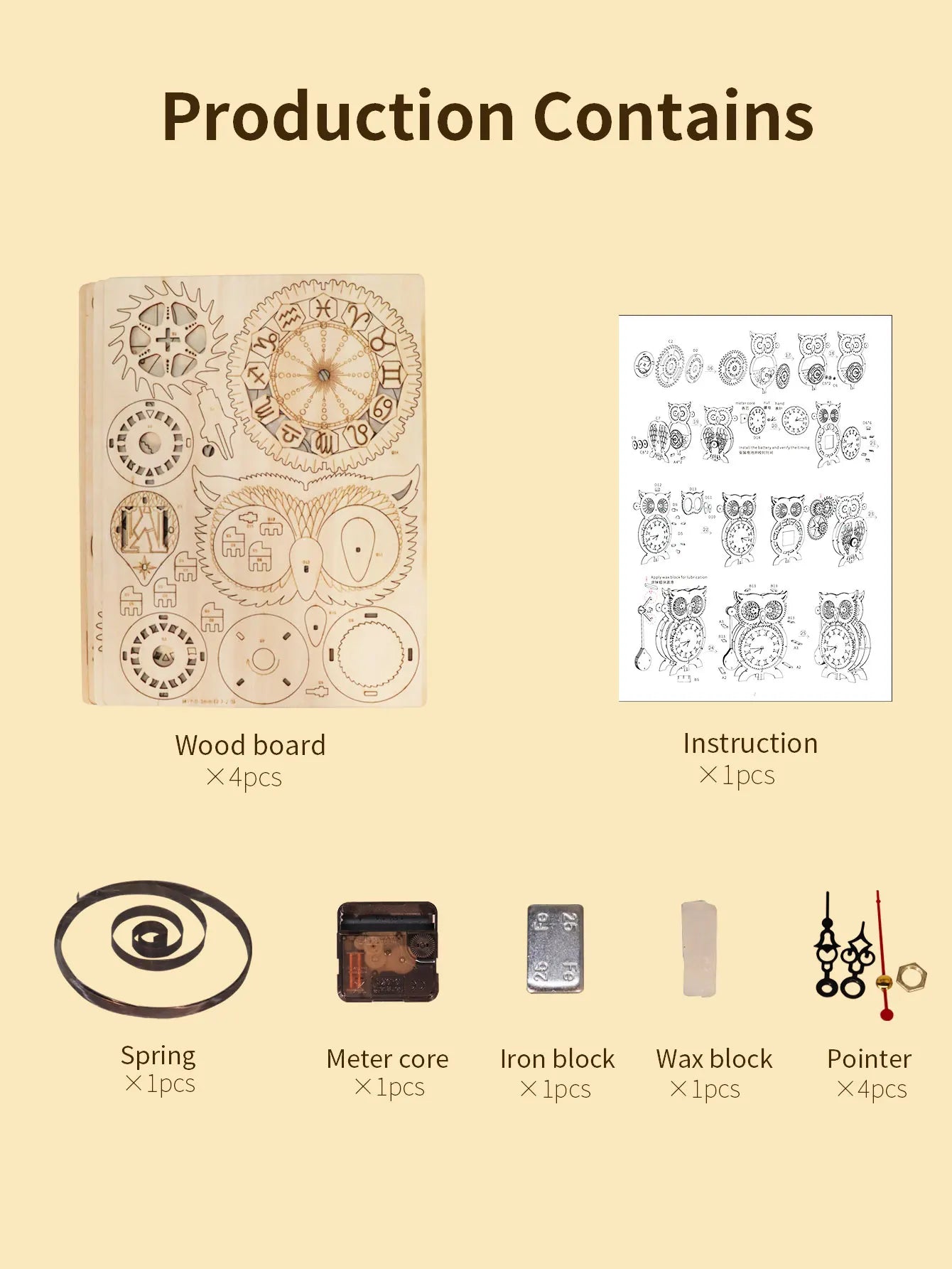 3D Wooden Puzzle Owl Clock Model Kit