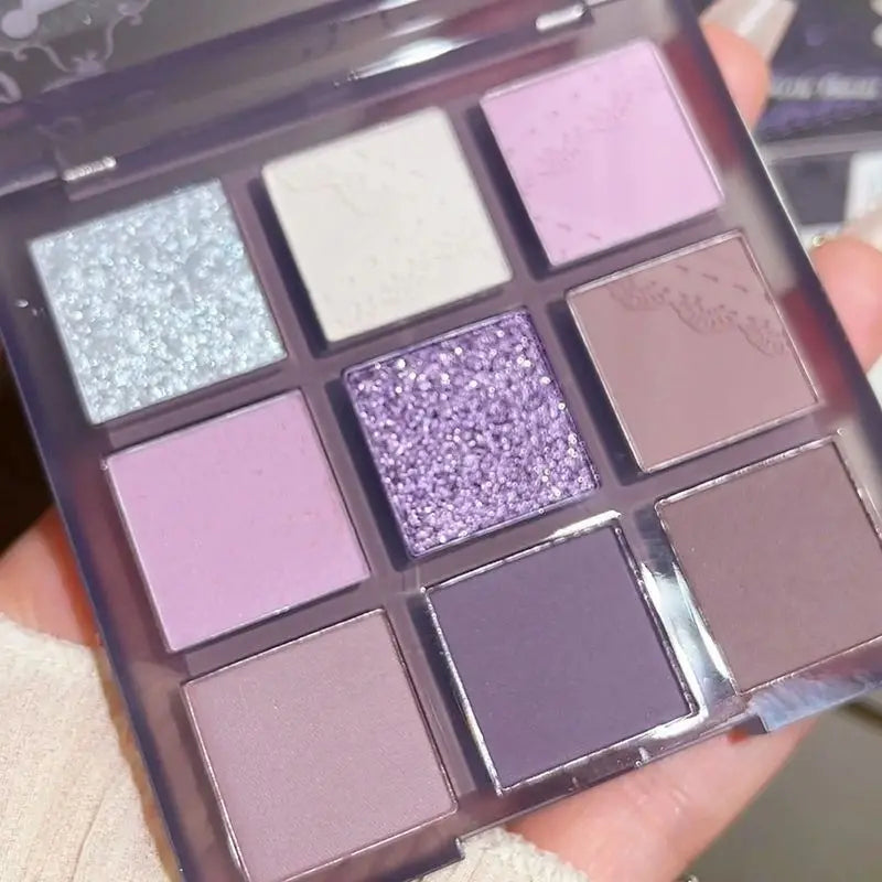 9 Color Pearlescent Purple Eyeshadow Palette Powder Purple