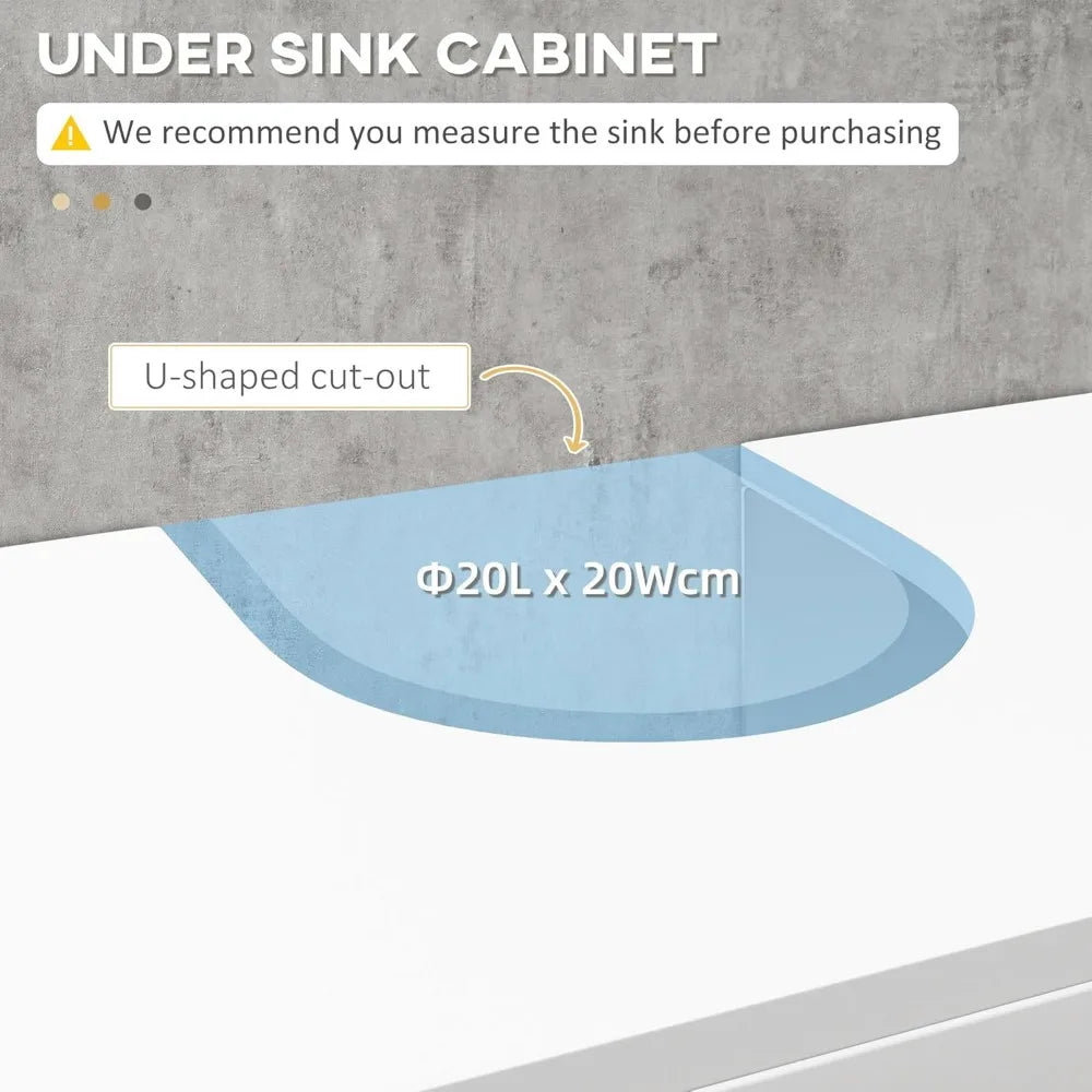 Pedestal Sink Storage Cabinet, Under Sink Cabinet with 2 Doors and Open Shelf