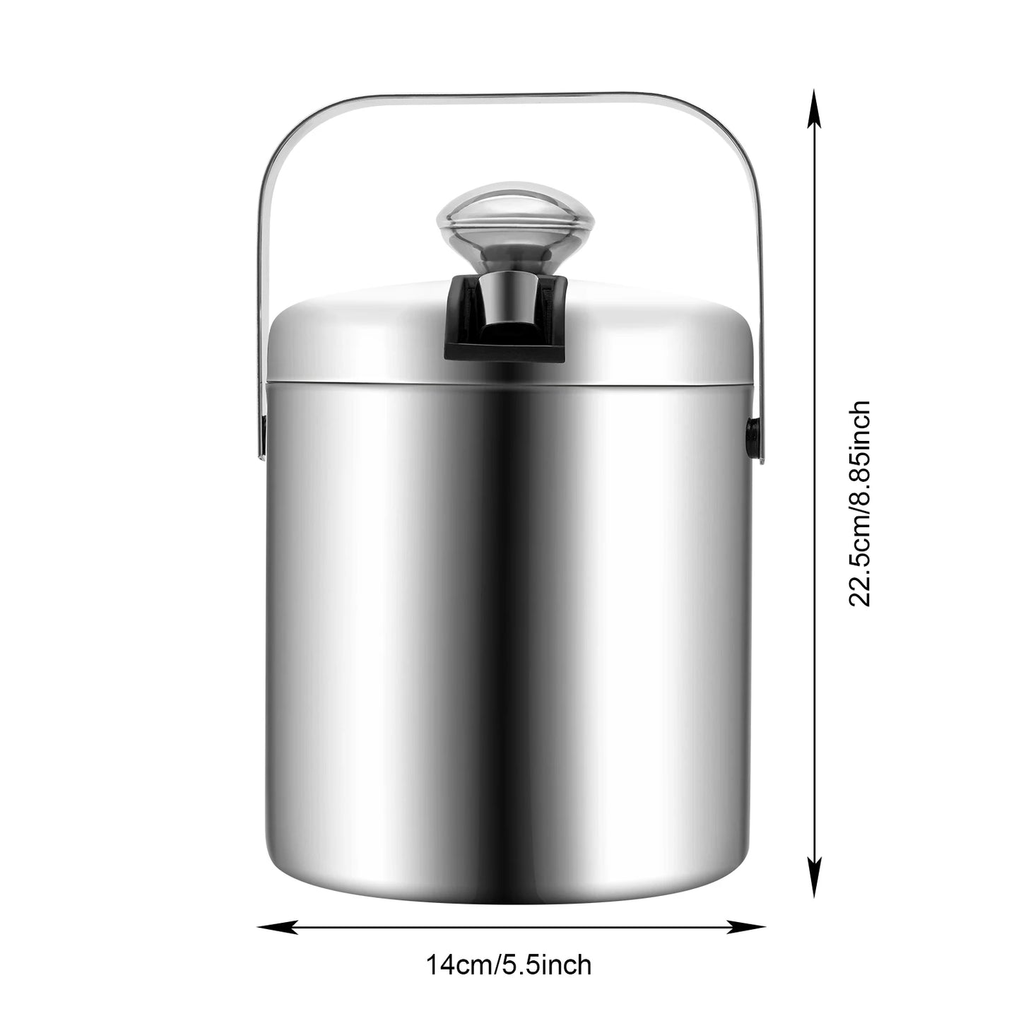 1.3L Ice Bucket Kit Stainless Steel Insulated Double-layer with Tongs