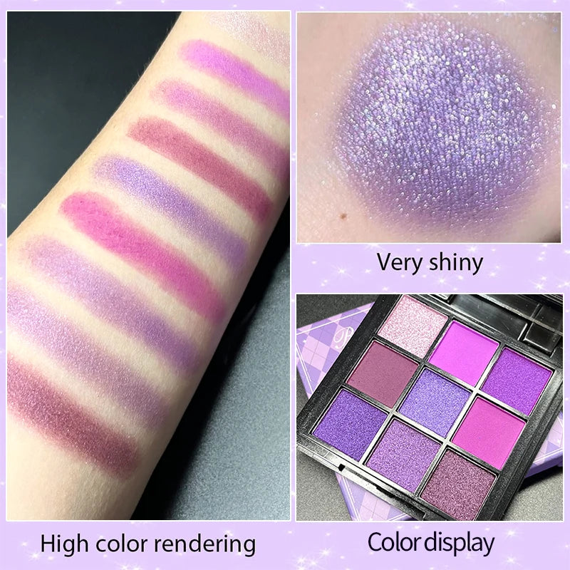 Eyeshadow Palette Purple Glitter Pearlescent Matte Eye Shadow Shimmer