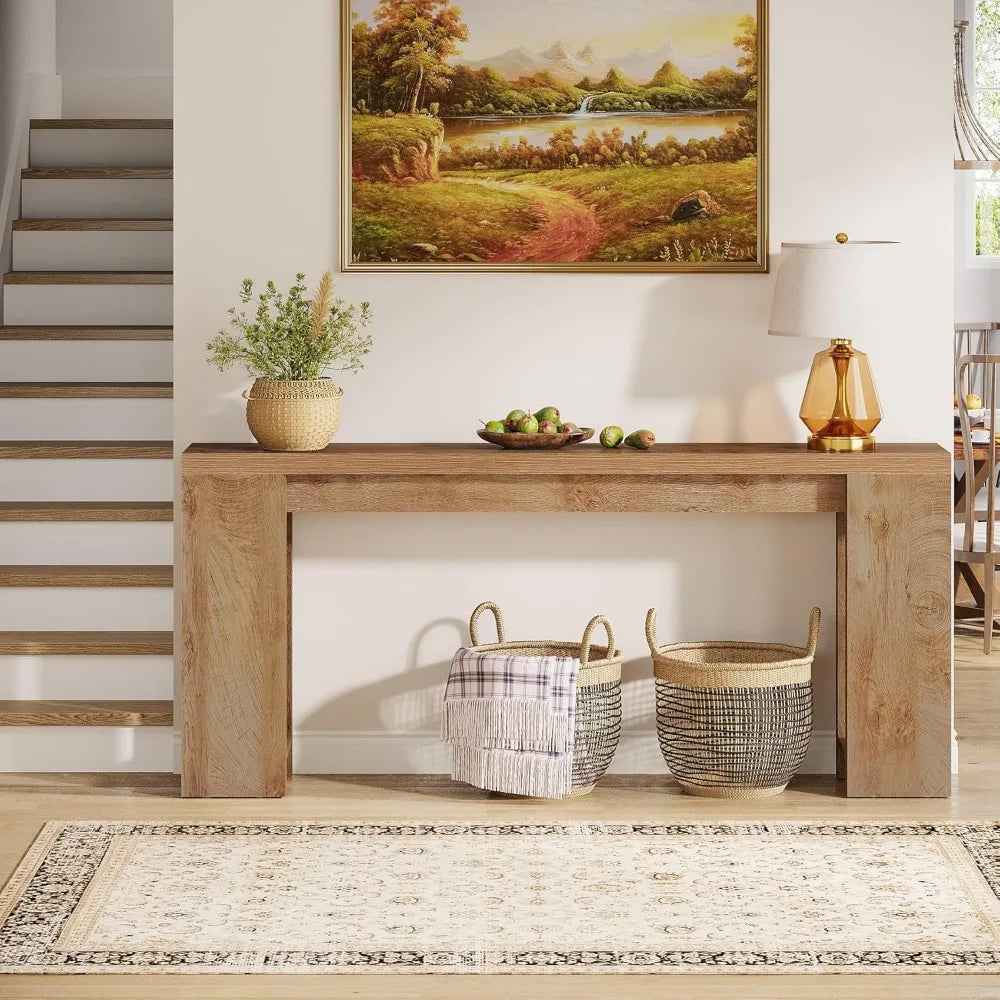 Extra Long Console Table,
Farmhouse Wood Sofa Table Behind Couch,
Narrow Entryway Accent Table for Living Room