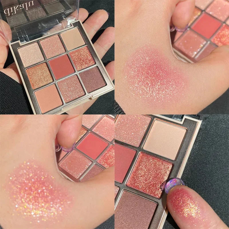 9-Color Eye Shadow Palette Glitter Pearly Eyeshadow Palette Nude