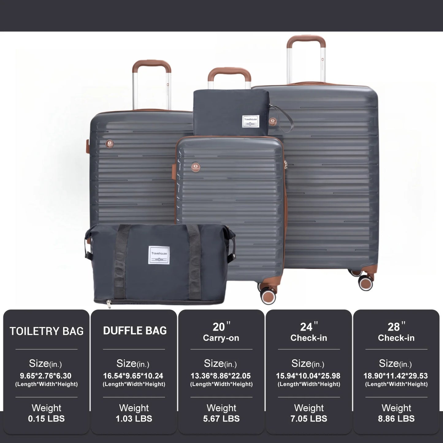 Luggage Sets 5 Piece,Suitcases with Double Spinner Wheels and TSA Lock,Hardcase 3 set
Luggage with Travel Duffle Bag