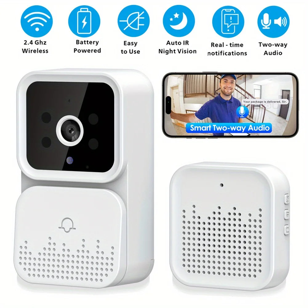 Wireless smart video doorbell 2.4GWiFi, 2-channel audio, night vision, \
SD card/cloud storage home security surveillance camera