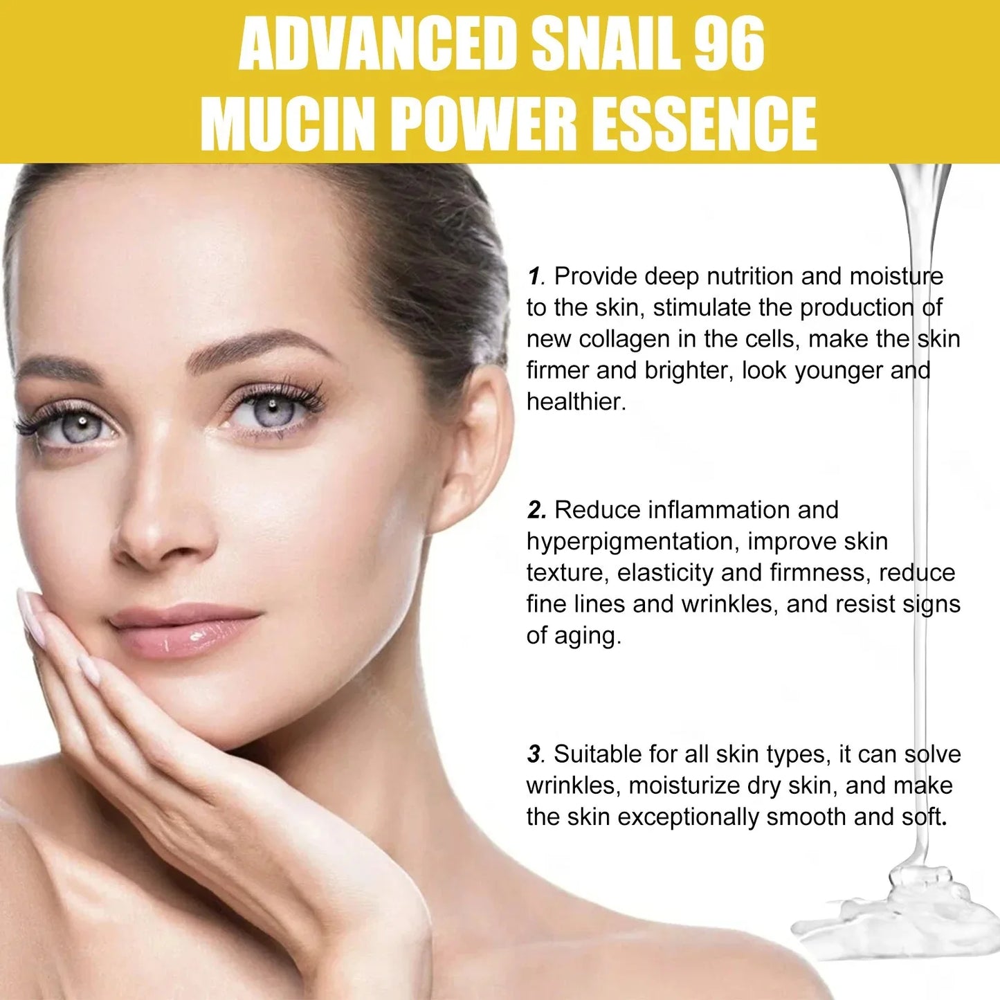 Smoothing Wrinkle Snail Mucin Essence Face Cream Repairing '
Lift Firm Fade Fine Lines Brightening Skin Care Advanced Moisturizing