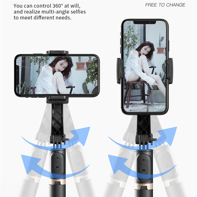 2024 New Gimbal Stabilizer Selfie Stick Wireless Foldable Tripod
Bluetooth Shutter Monopod for IOS Android