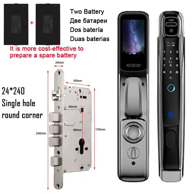 Face Recognition Smart Door Lock With Camera Video Call Voice Intercom Digital Door Lock Automatic Door Lock