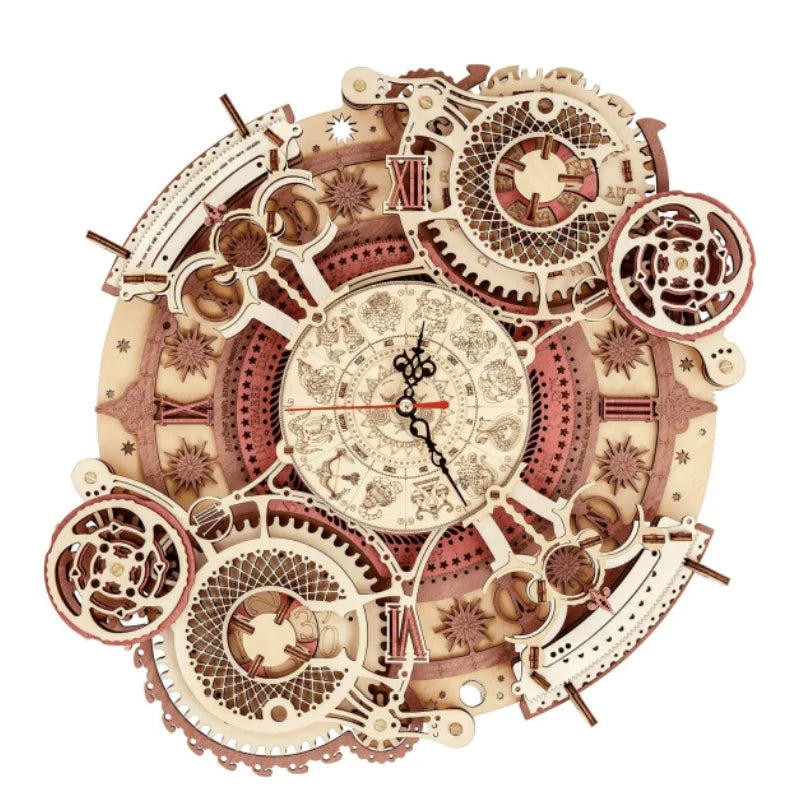 Wall Clock 3D Wooden Puzzle Wooden Set Mechanical Building Kits