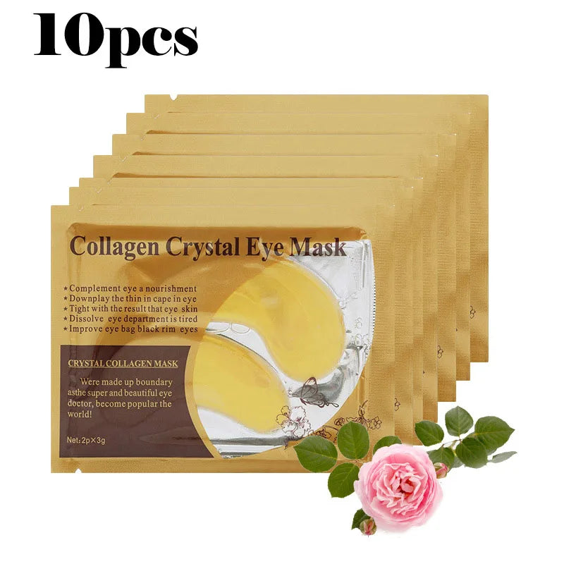 10p packs Gold Eye Mask Crystal Collagen Anti-Aging Dark Circles Acne Beauty Patches For Eye Skin Care