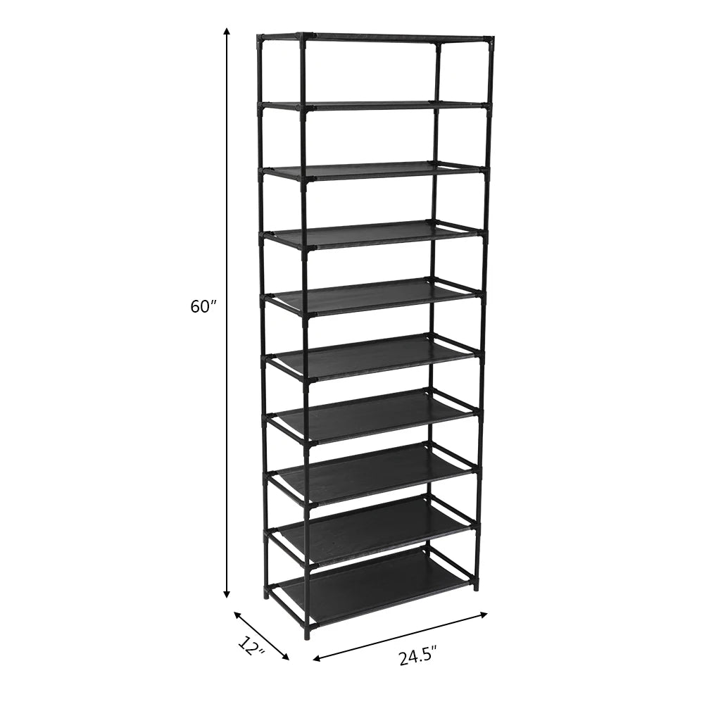 10 Tier Stackable Shoe Rack Storage Shelves
Stainless Steel Frame Holds 50 Pairs Of Shoes