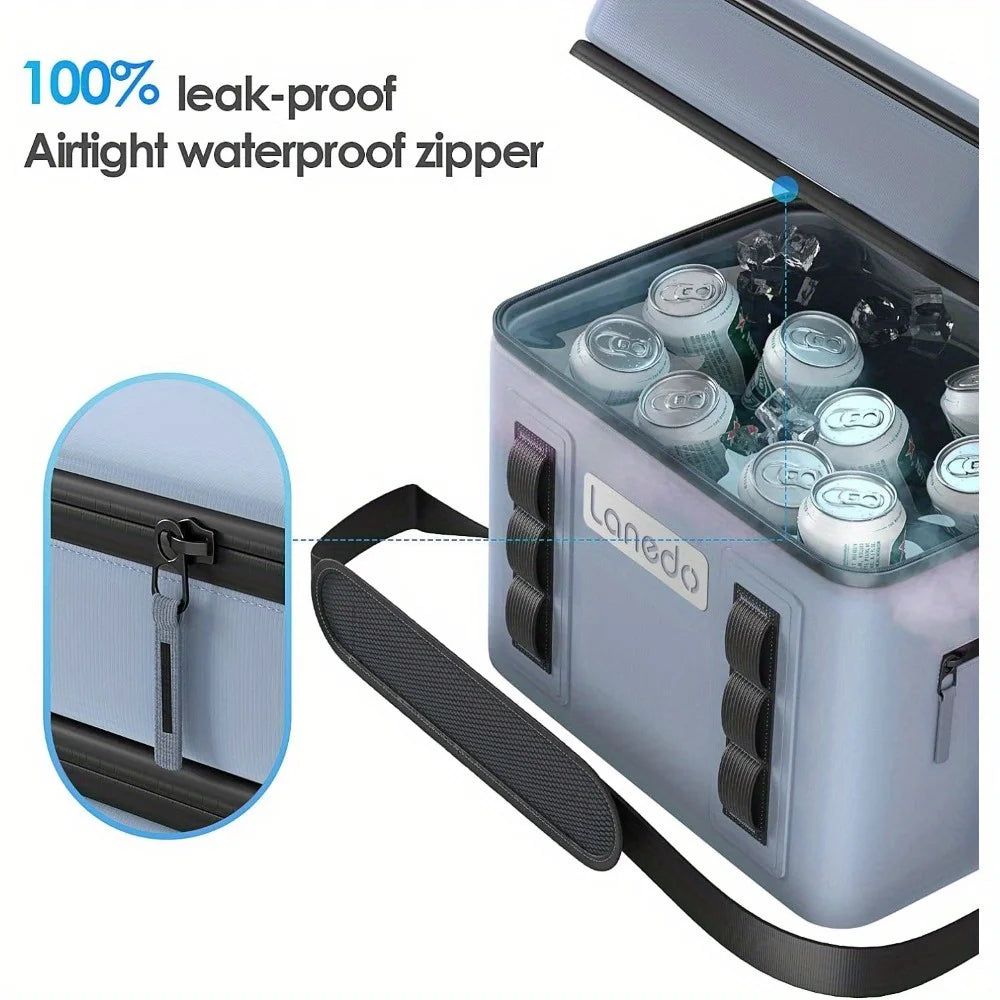 Lunch Soft Cooler 20 Can, Soft Carrying Handle
Insulated Bag Portable Ice Chest Box(Gray)