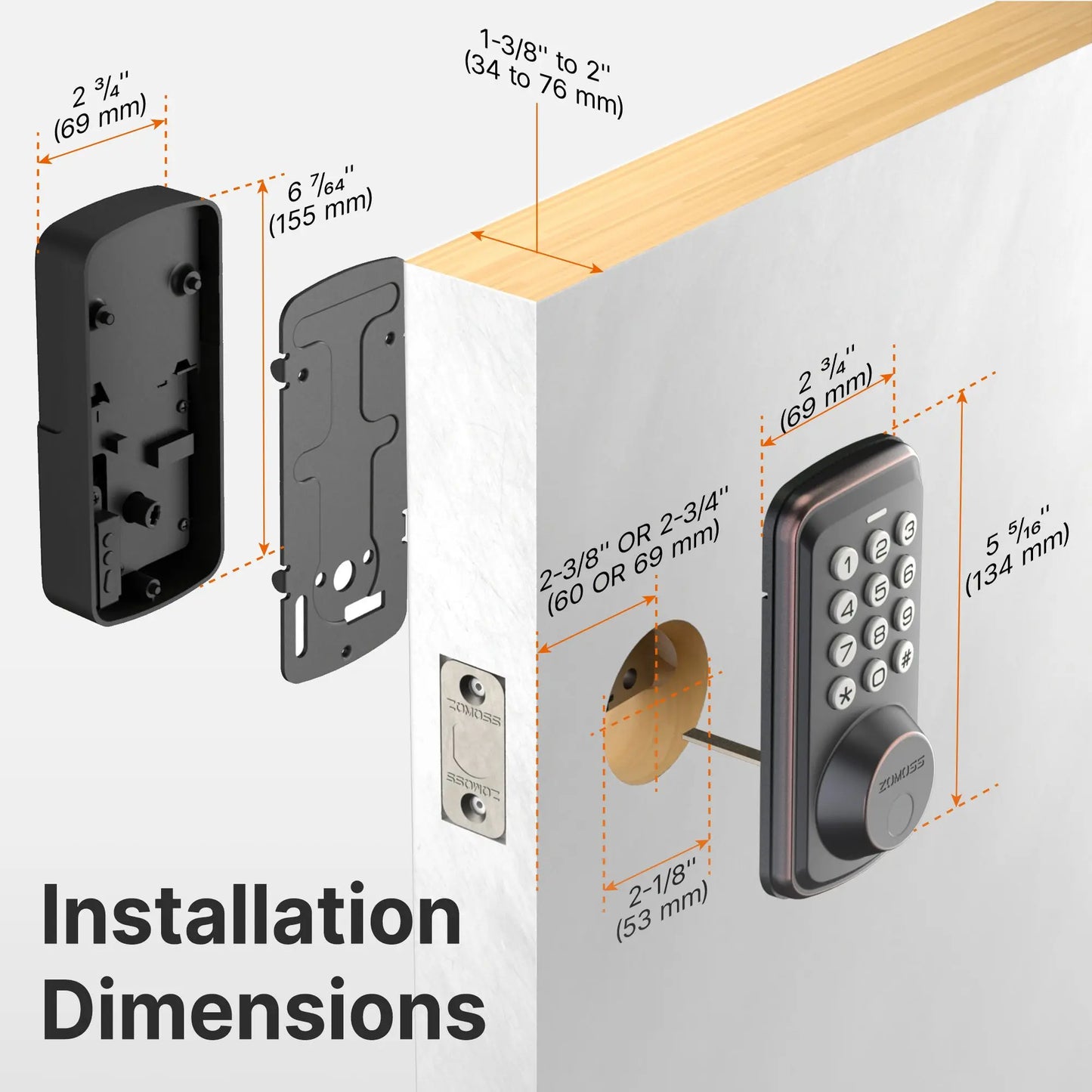 Fingerprint Keyless Entry Door Lock Deadbolt
Two Back-up Keys, 20 Touch Locking And 20 User Codes, No handle