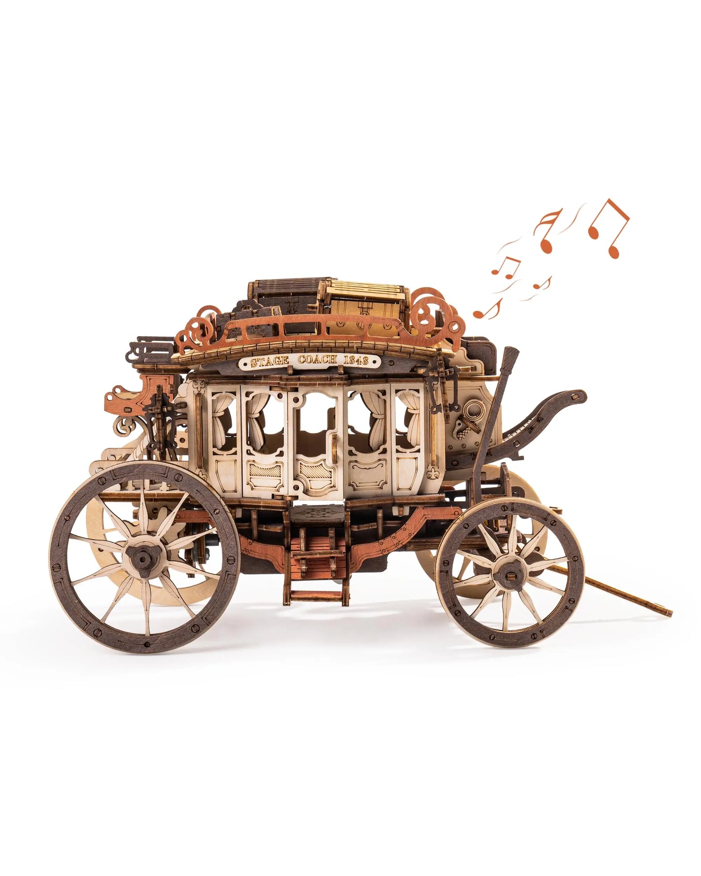 Wooden Music Box Puzzle 3D Puzzles Mechanical Building Construction Craft Birthday Anniversary Day Gift Kits Stagecoach