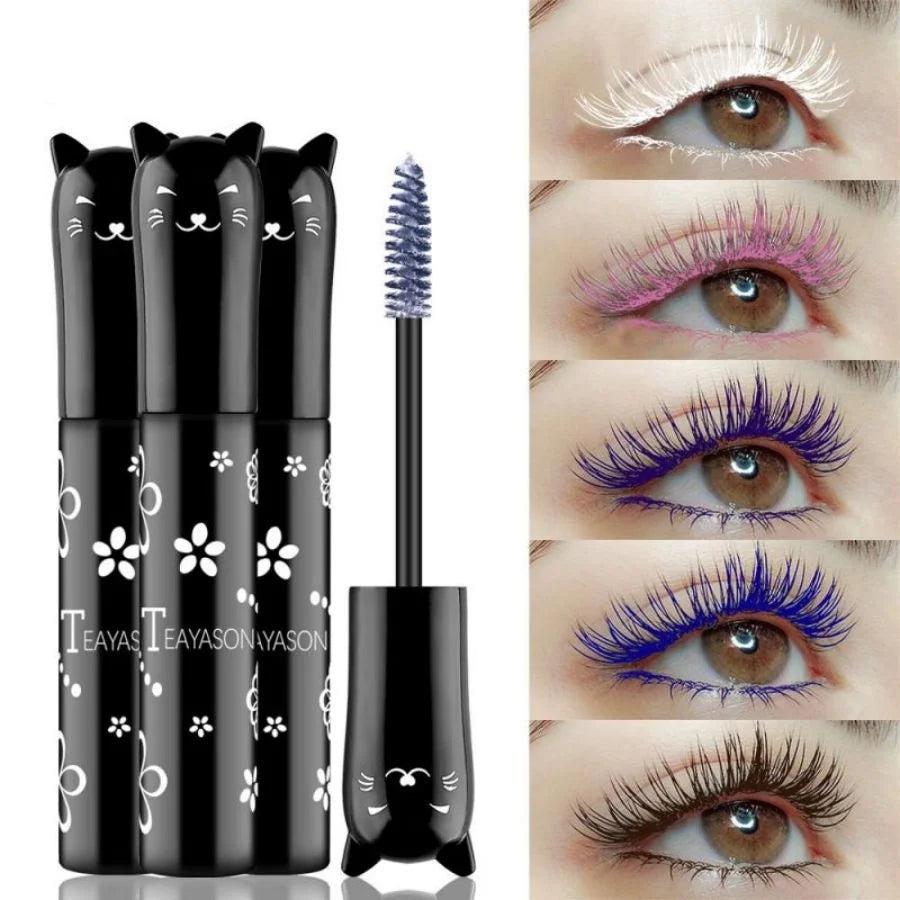 6-Colorful Mascara with Large Brush Head, Easy to Color,
Non-Clumping, Non-Fading Mascara, White Purple, Sapphire Blue, Silver Coffee