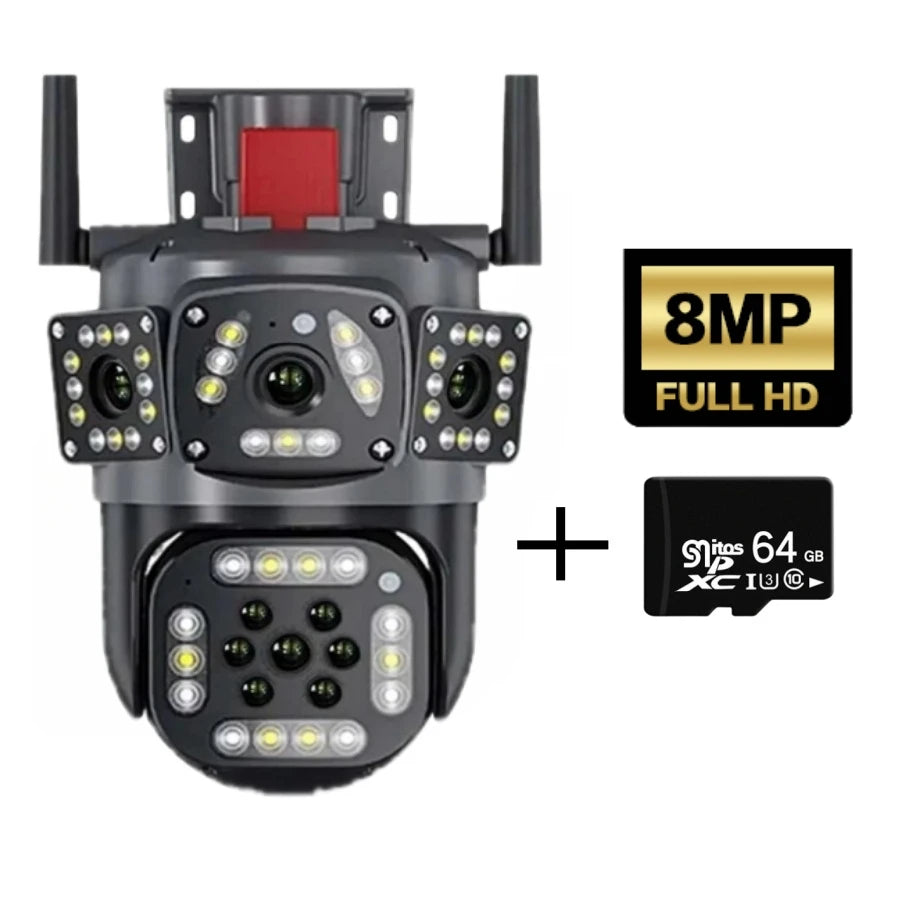 4K Dual Lens Screen Camera Outdoor Three Screens
Protection Motion Detection Outdoor IP CCTV Surveillance Cameras