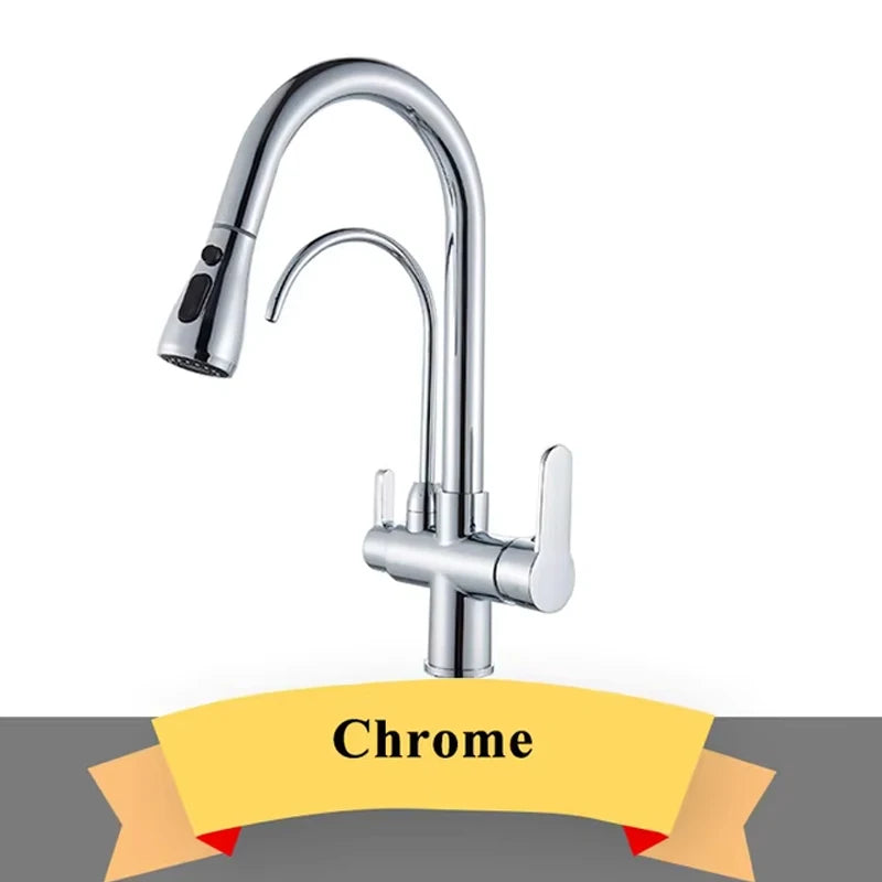 Purify Water Kitchen Faucet Deck Mounted Dual Handle Faucet
Purification Kitchen Sink Faucet 2 Swivel Spout Water Mixer Tap