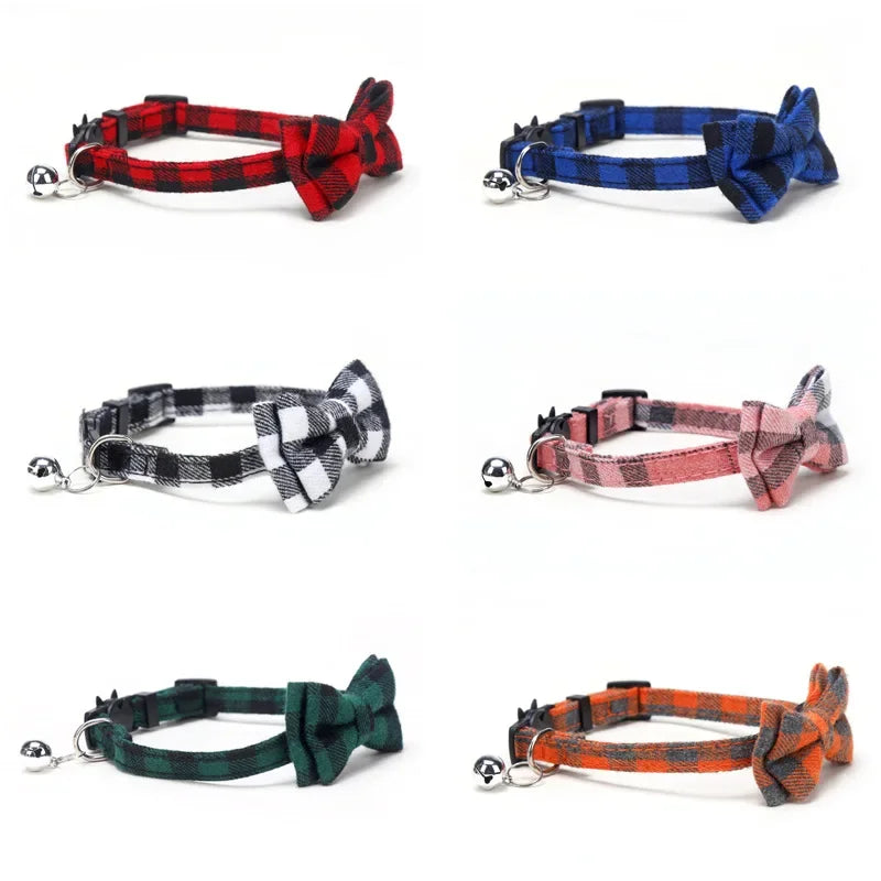 Pet Breakaway Cat Collar Bow Tie and Bell Cute Plaid
Christmas Red Elastic Adjustable Dog Collar With Sash Small Bell For Cats