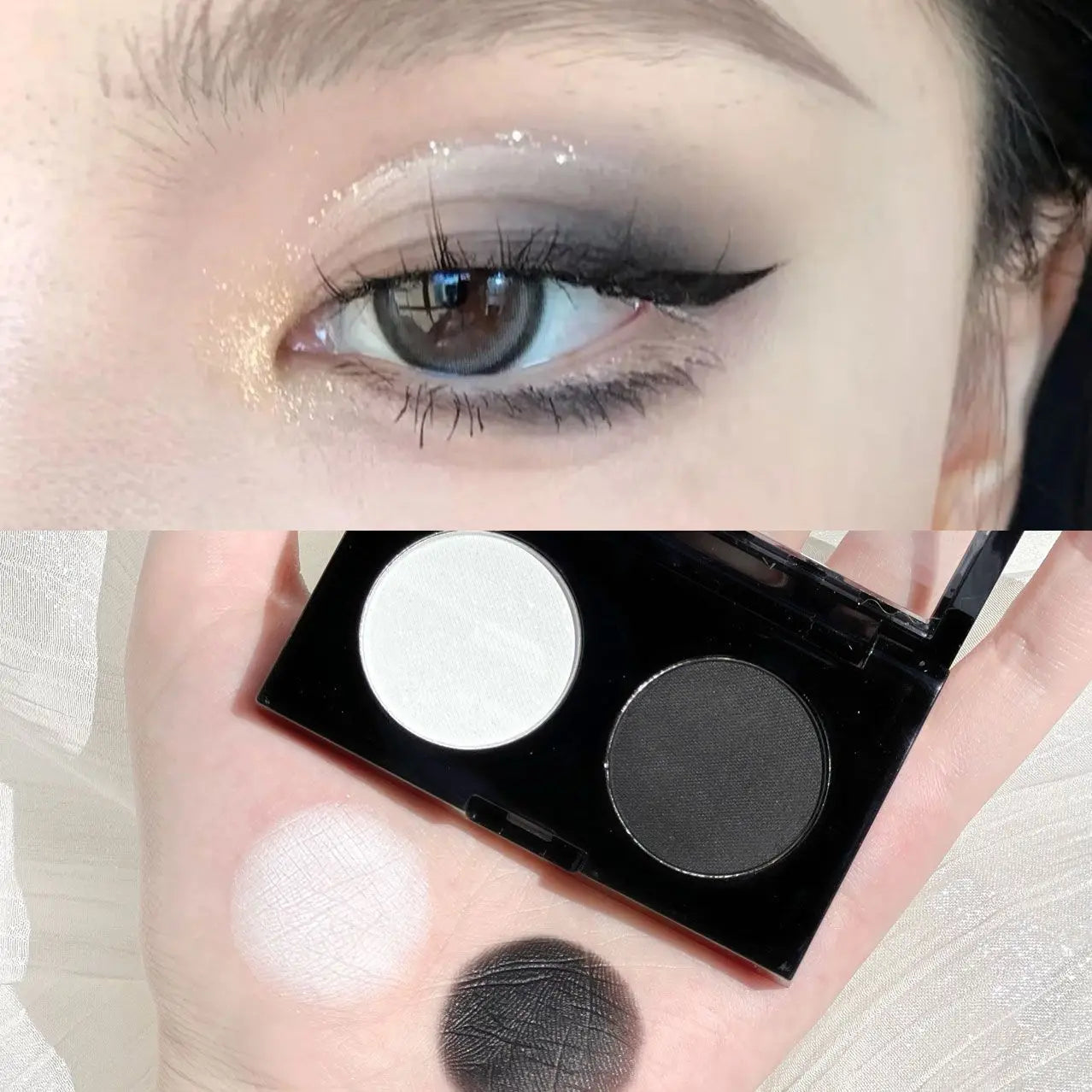 Low Saturation Olive Skin Powder Brown Two-Color Matte Eyeshadow Tray Monochrome