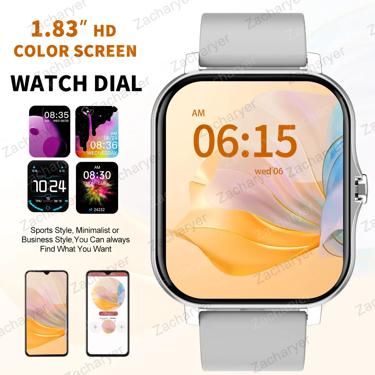 Wireless call function, compatible with Android and iPhone,
sports watch, a variety of sports fitness tracking,