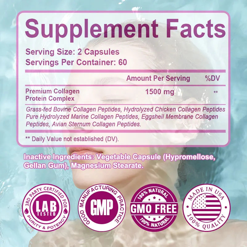 Hydrolyzed Collagen Peptides + Protein
Supports Hair, Skin, Nails, Joints & Bones - Contains Type 5, I, II, III, V, X - Non-GMO