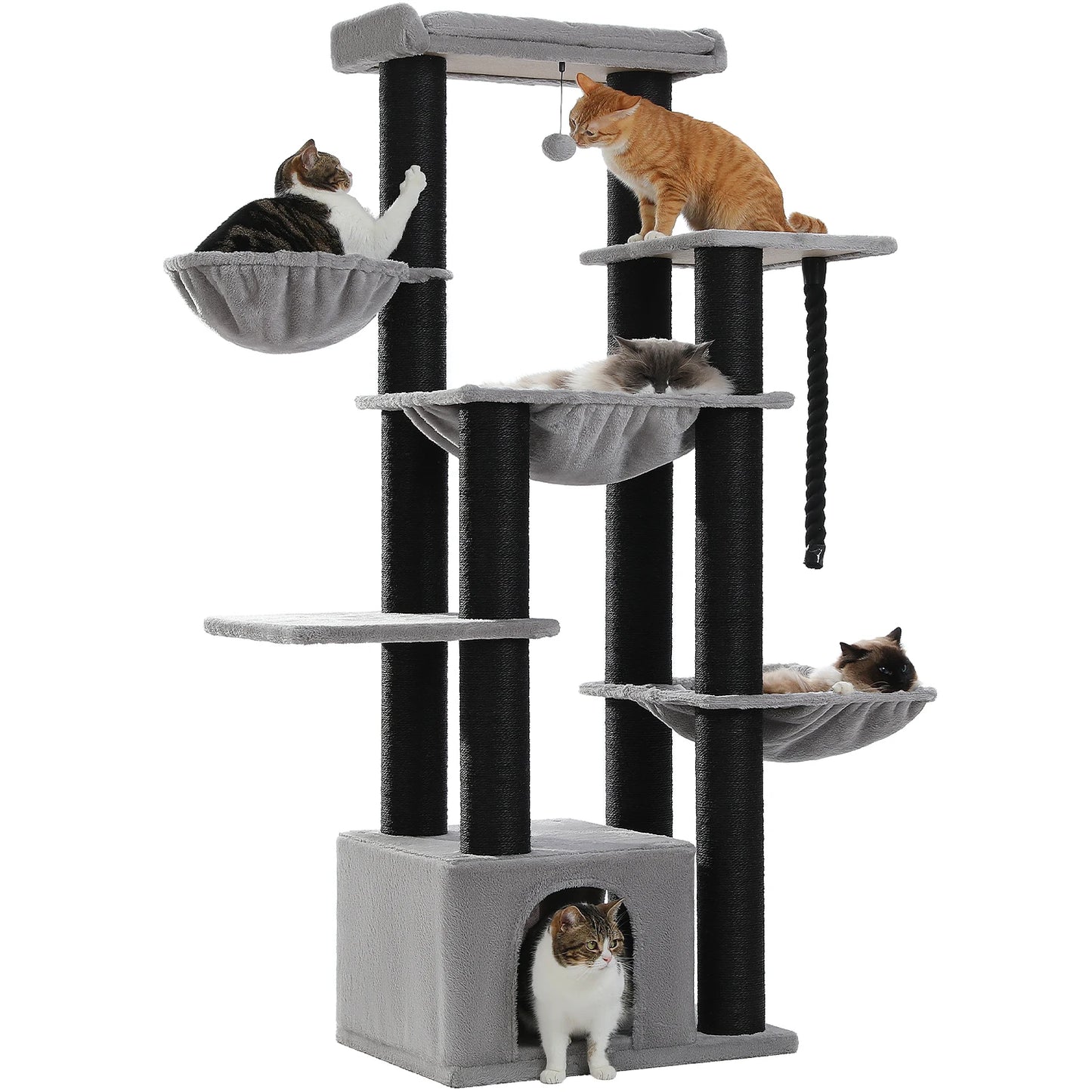 Multi-Level Cat Tree with Scratching Posts, Cozy Condo, Super Large Perch, Deep Hammocks,
Tall Cat Tower for Indoor Adult Cats