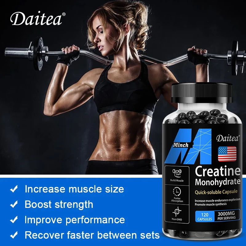 Creatine Monohydrate 3000 Mg, Easy To Absorb
Supports Strength, Muscle, Helps Replenish Muscle ATP Levels, 120 Capsules