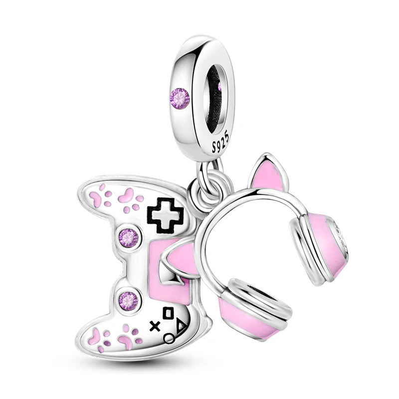 925 Sterling Silver
Headphone Game Console Pendant Bracelet Charms
Fit Bangle For Women Jewelry Party Fine Gifts DIY Accessories