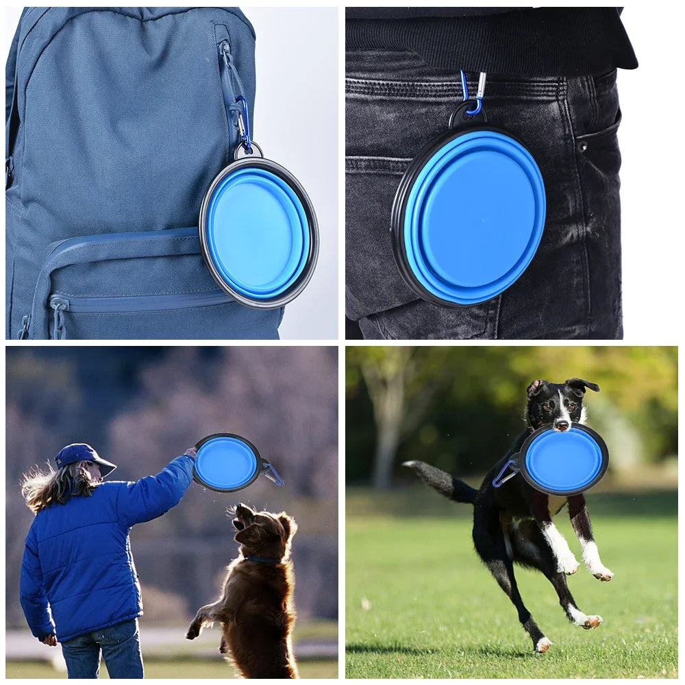 Collapsible Pet Silicone Dog Food Water Bowl Outdoor
Camping Travel Portable Folding Pet Bowl Dishes