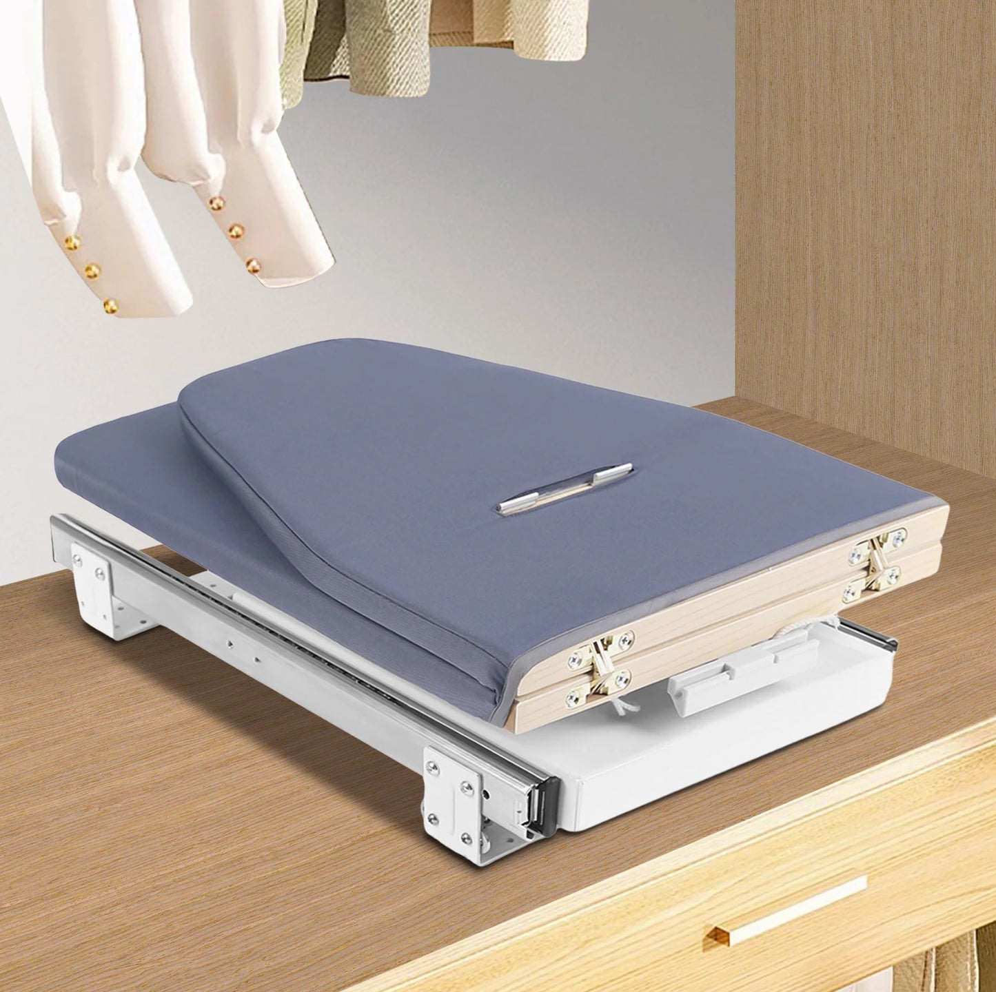 Foldable Ironing Board, Cabinet Mount,
Push-Pull Sturdy Metal Frame 80x29.5cm / 31.5x11.6in (Gray)