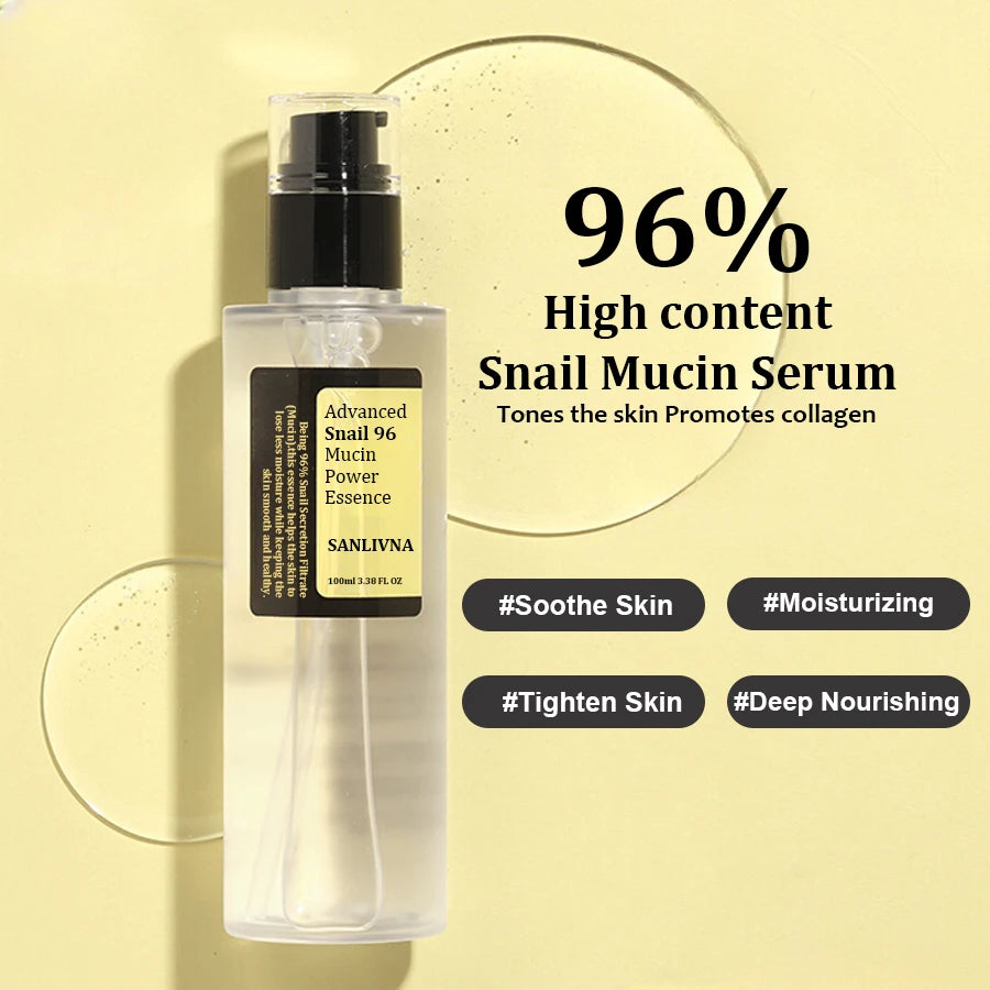 Snail Mucin 96% Korean Skin Care Facial Essence
Fine Lines Repair Essence Firming Facial Snail Brightening Anti-Aging