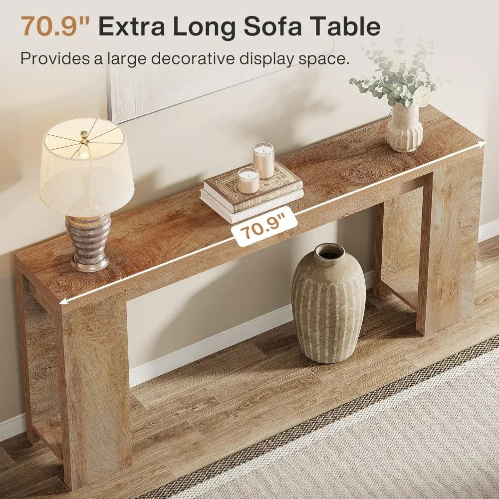 Extra Long Console Table,
Farmhouse Wood Sofa Table Behind Couch,
Narrow Entryway Accent Table for Living Room
