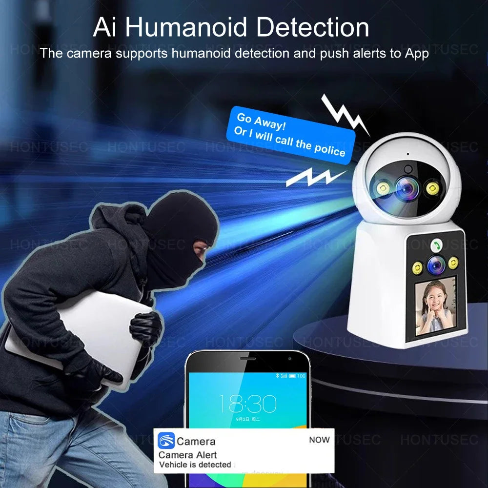 4K 8MP Dual Lens Dual Screen Video Call Camera Auto Tracking Two Way Audio Color Night Vision 4MP Baby Monitor