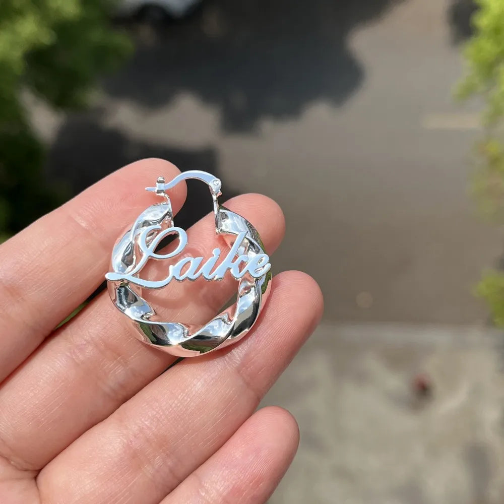Custom Nameplate Earrings Personalized Letter Earring Stainless Steel Jewelry