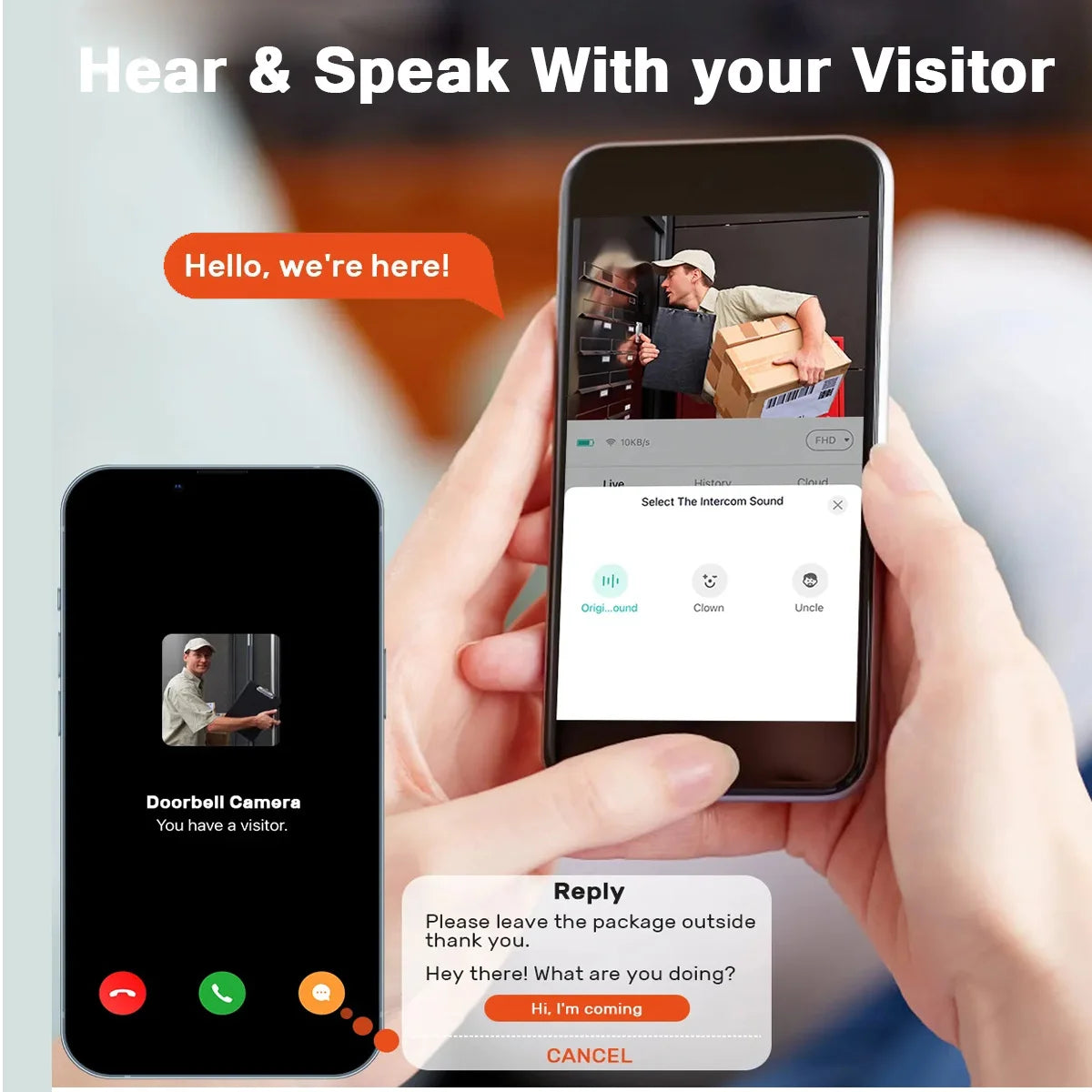 Wireless smart video doorbell, 2.4G WiFi home security camera,
2-way audio, night vision, battery, secure home monitoring
