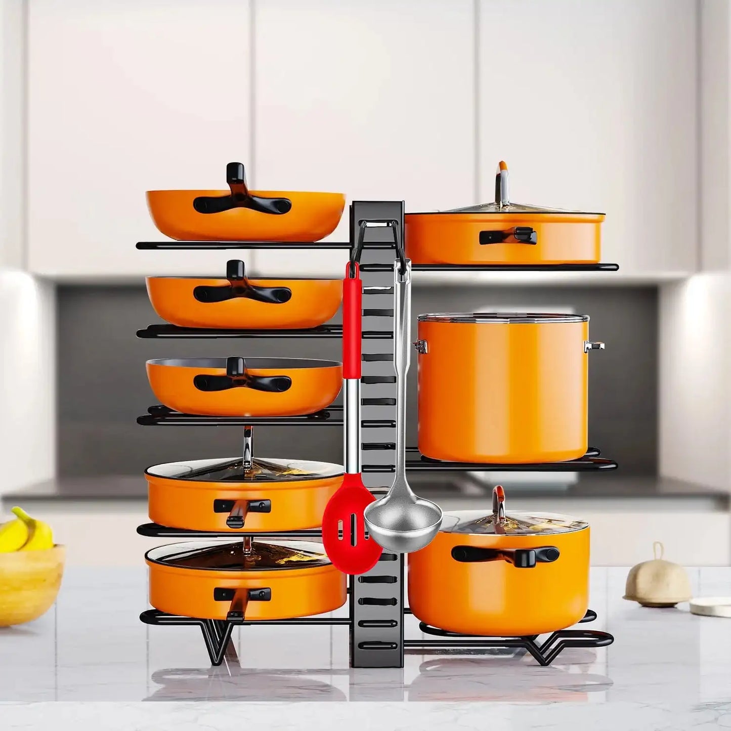 Pot Organizer Rack 8 Tiers Pots and Pans Organizer
Pot Lid Organizer for Kitchen Cabinet Cookware Organizers and Storage