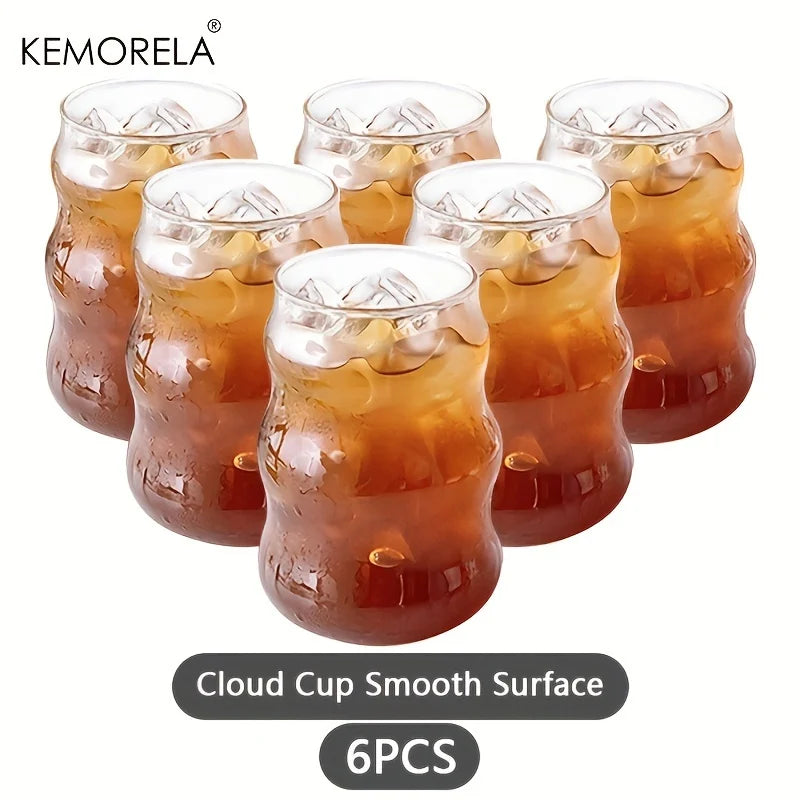 2/4/6PCS INS Glass Cup Heat-resistant Tumbler Drinkware
Transparent Tea Juice Milk Coffee Mug Home Water Glasses Stripe Beer Mug