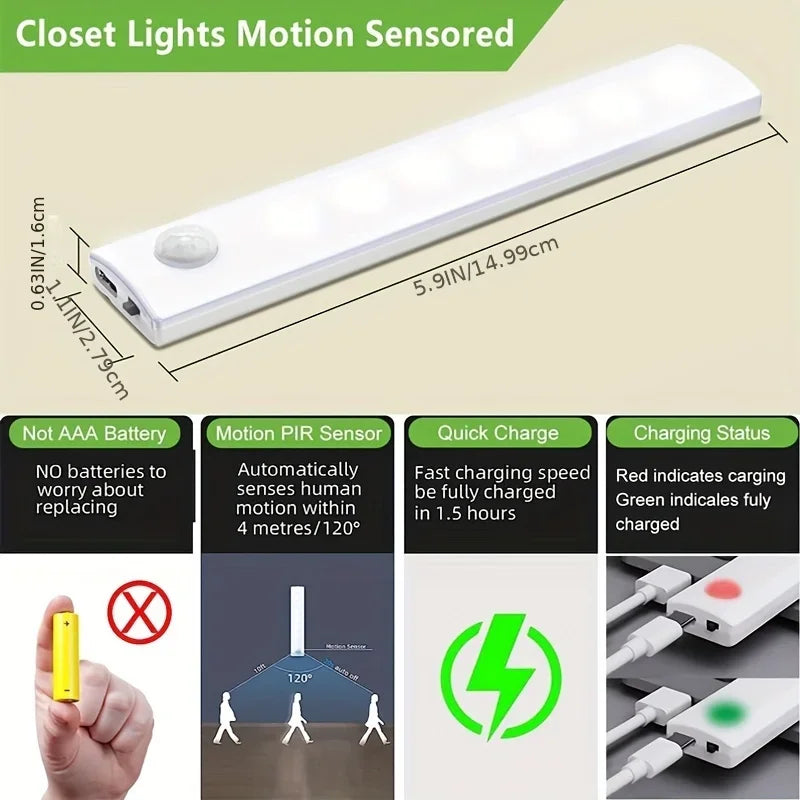 Under Cabinet Lights 6 Pack Motion Sensor Light