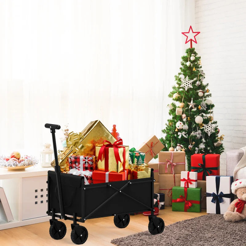 Black Small Handcart Outdoor Garden Folding Cart
Collapsible Utility Shopping Cart Wagon Portable Picnic Beach Trolley Cart