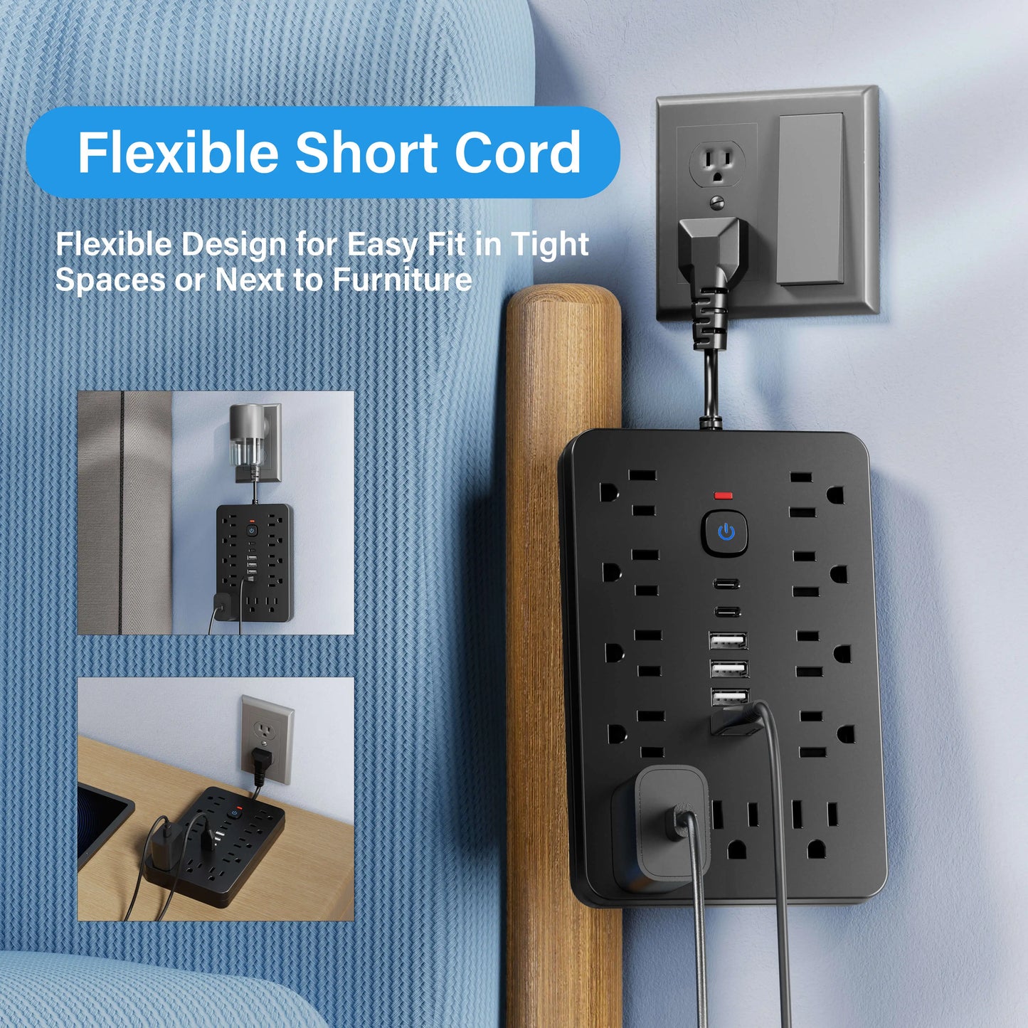 Versatile 17-in-1 Power Hub with Surge Protection
- Includes 11 AC Outlets, 4 USB Ports & 2 Type-C