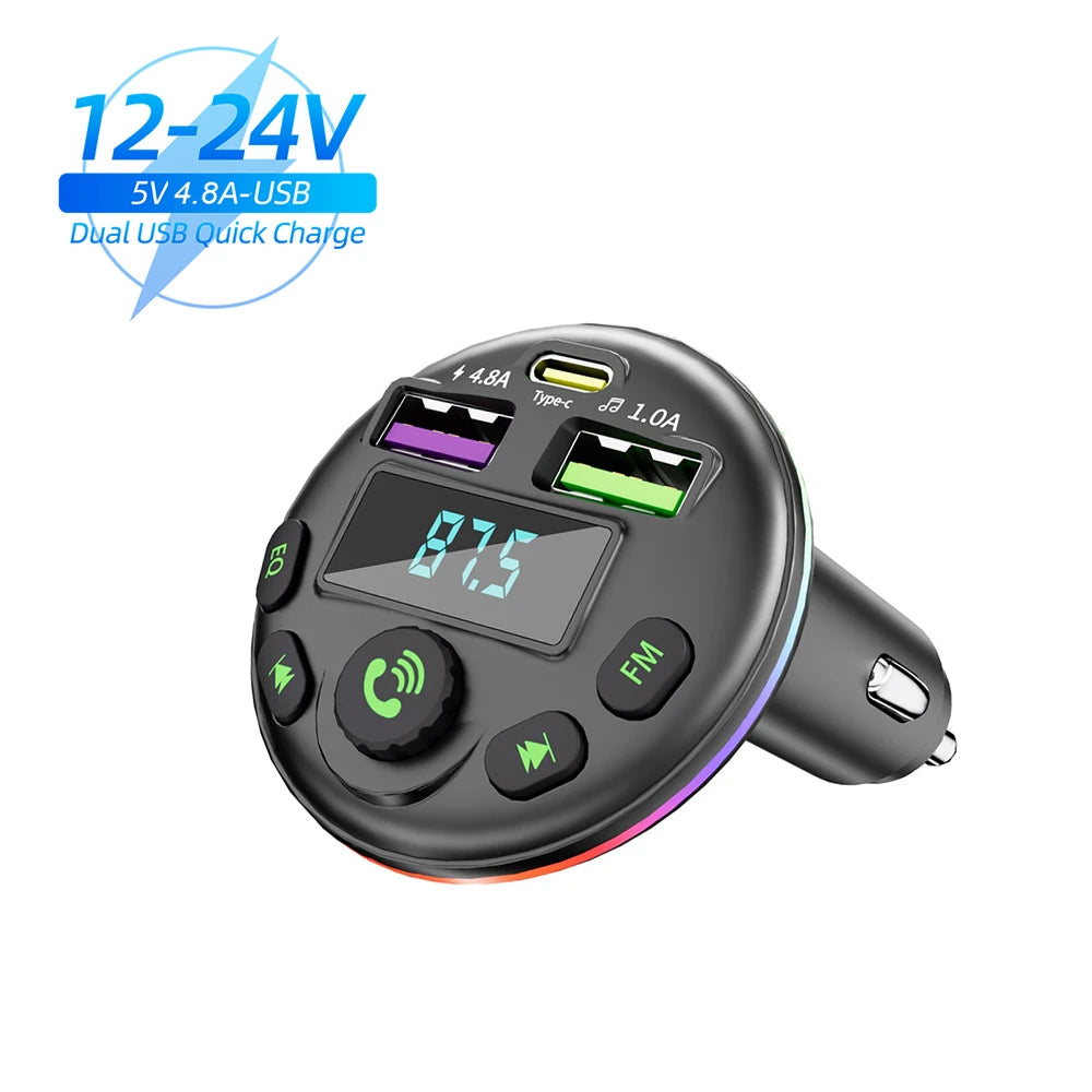 Car Bluetooth 5.0 FM Transmitter MP3 Modulator Player
Handsfree Audio Receiver With 3 in 1 Charge Cable for IPhone Huawei Xiaomi