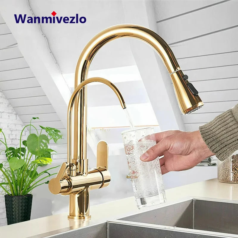 Purify Water Kitchen Faucet Deck Mounted Dual Handle Faucet
Purification Kitchen Sink Faucet 2 Swivel Spout Water Mixer Tap