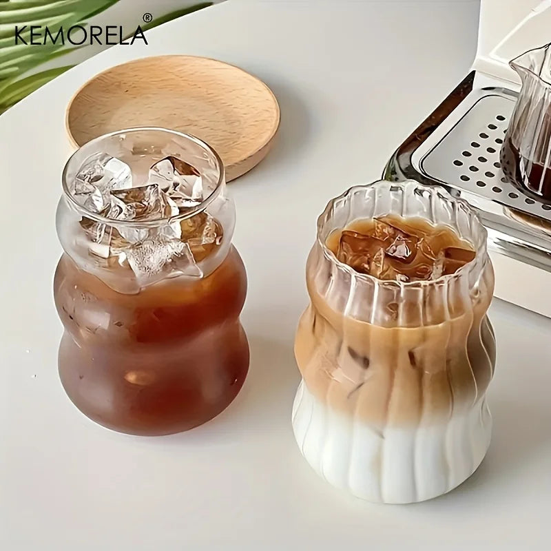 2/4/6PCS INS Glass Cup Heat-resistant Tumbler Drinkware
Transparent Tea Juice Milk Coffee Mug Home Water Glasses Stripe Beer Mug