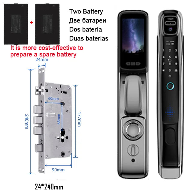Face Recognition Smart Door Lock With Camera Video Call Voice Intercom Digital Door Lock Automatic Door Lock