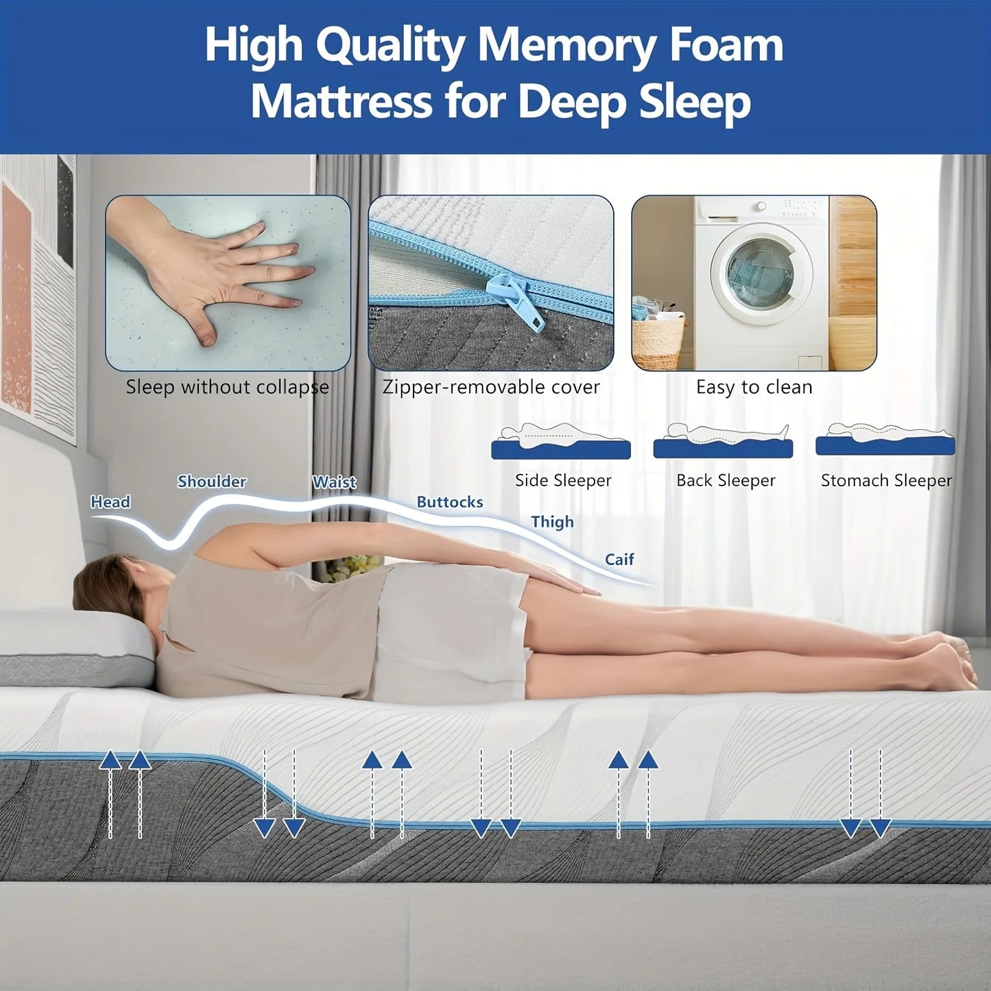 8/10 inch Queen Size Mattress,Full/Queen/King Size Medium Firm
- Extra Firm Dual Side Flippable Mattress, Made in USA.