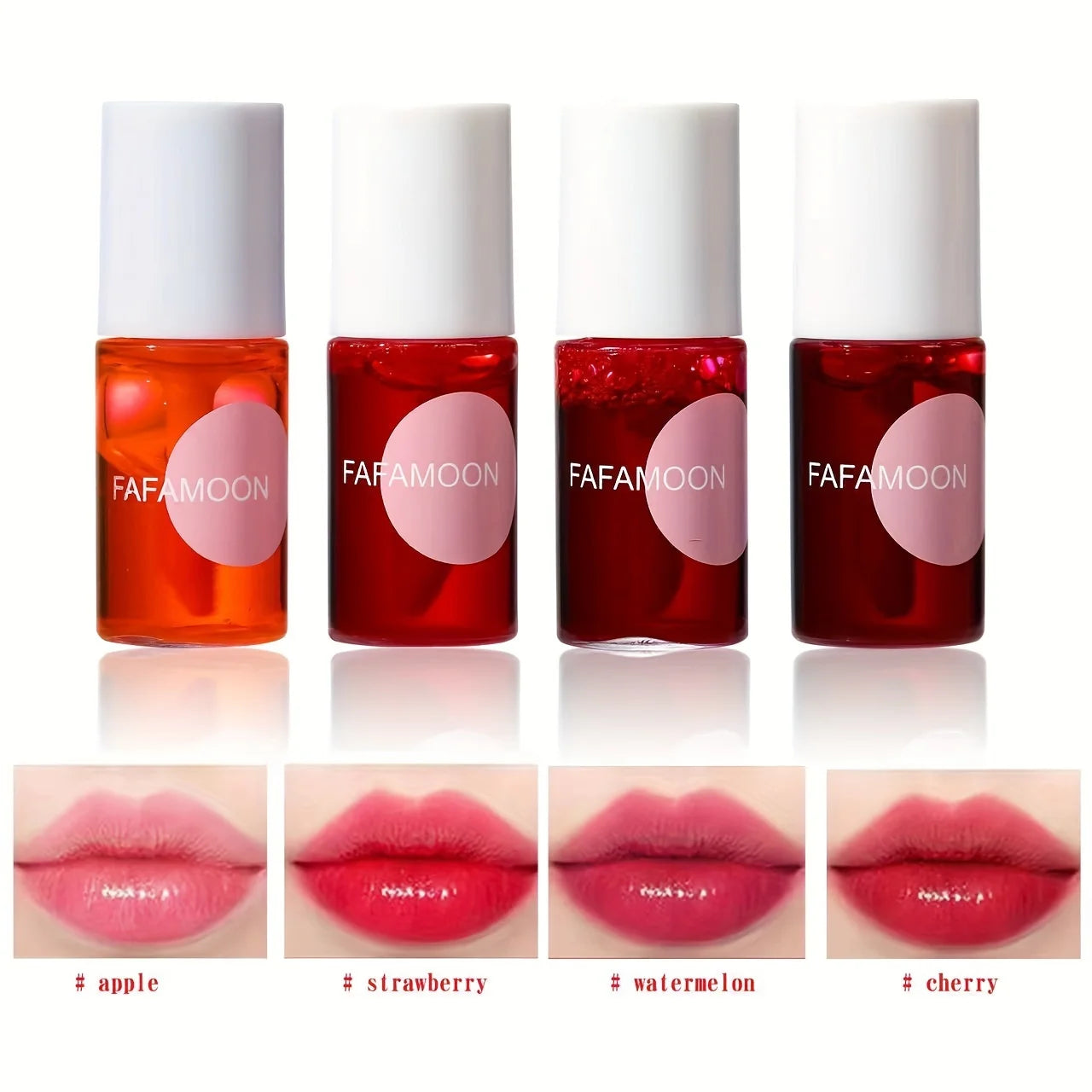 4 color Fruity Lip Tint Water Gloss Tint,Moisturizing Waterproof Liquid Lipstick ,Long-Lasting Colors